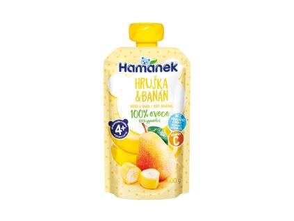 Hamánek Hruška a banán 100% ovoce 4m+ (100 g)