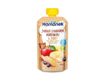 Hamánek Jablko, banán, borůvky a jáhly 6m+ (100 g)