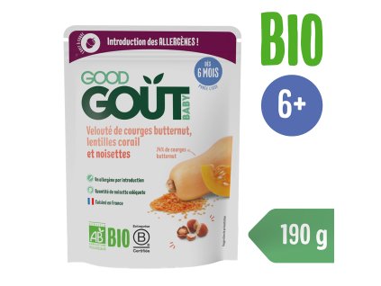 Good Gout BIO Sütőtök leves vörös lencsével és mogyoróval (190 g), exp. 18.02.2026
