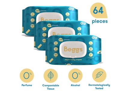 10927 5 3x beggs chusteczki nawilzane splukiwalne 64 szt
