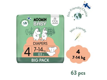 Moomin Baby 4 Maxi 7-14 kg (63 ks), eko plienky