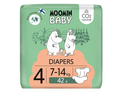 Moomin Baby 4 Maxi 7–14 kg (42 ks), eko plienky