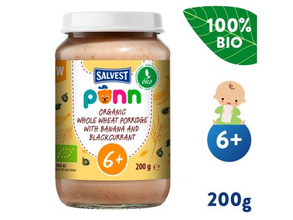SALVEST Põnn BIO Celozrnná kaša s banánom a čiernou ríbezľou (200 g)