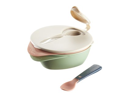 Tommee Tippee Easy Scoop Misky pre ľahké naberanie, s viečkom a lyžičkou, 6 m+ (2 ks)
