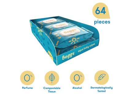 6x Beggs Vlhčené splachovateľné obrúsky (64 ks)