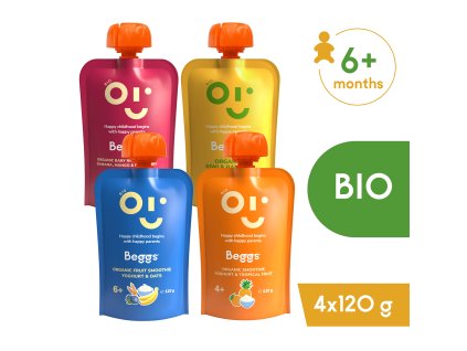 Beggs BIO Mix ovocných príkrmov (4× 120 g) 