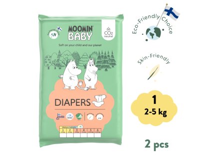 Moomin Baby 2 Newborn 3–6 kg (2 ks), eko plienky