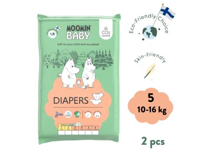 Moomin Baby 5 Maxi+ 10–16 kg (2 ks), eko plienky