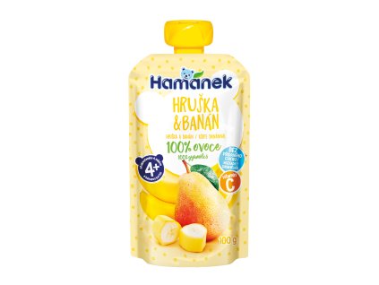 Hamánek Hruška a banán 100% ovocie 4m+ (100 g)