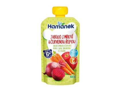 Hamánek Jablko, mrkva a červená repa  6m+ (100 g)