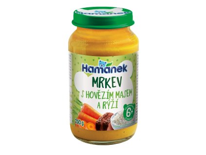 Hamánek Mrkva s hovädzím mäsom a ryžou 6m+ (230 g)
