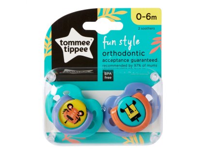 Tommee Tippee CTN cumlík silikónový Fun 2 ks 0-6m – 10 balení