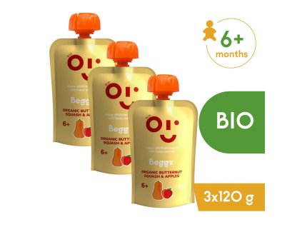 3x Beggs BIO Maslová tekvica a jablká (120 g)