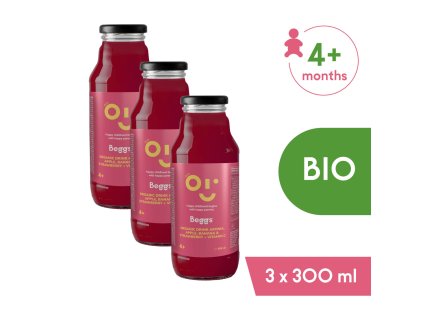3x Beggs BIO Nápoj arónia, jablko, banán & jahoda (300 ml)