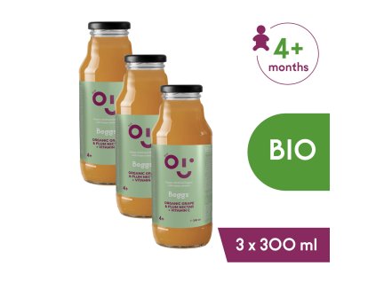 3x Beggs BIO Nektár hroznové víno & slivka (300 ml)