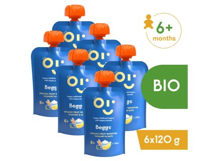6x Beggs BIO Smoothie s ovocím, jogurtom a ovsenými vločkami (120 g)