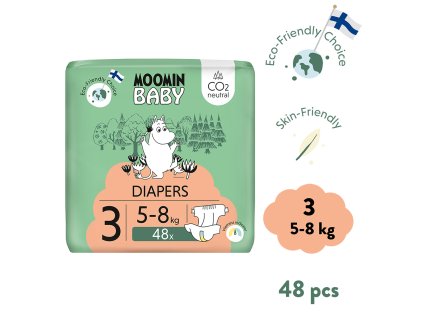 Moomin Baby 3 Midi 5–8 kg (48 ks), eko plienky