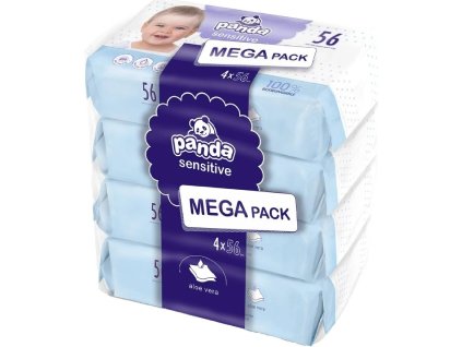 Panda Detské vlhčené obrúsky Sensitive (4× 56 ks)
