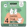 Moomin Baby 4 Maxi 7-14 kg (63 ks), eko plienky