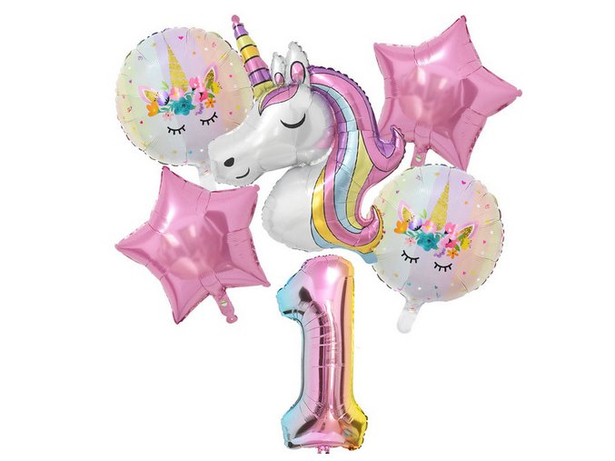 Sada narozeninových balonků s jednorožci Unicorn