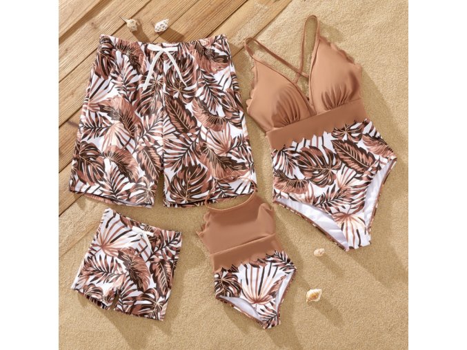 Matchy hnědobílé plavky Premium pro celou rodinu
