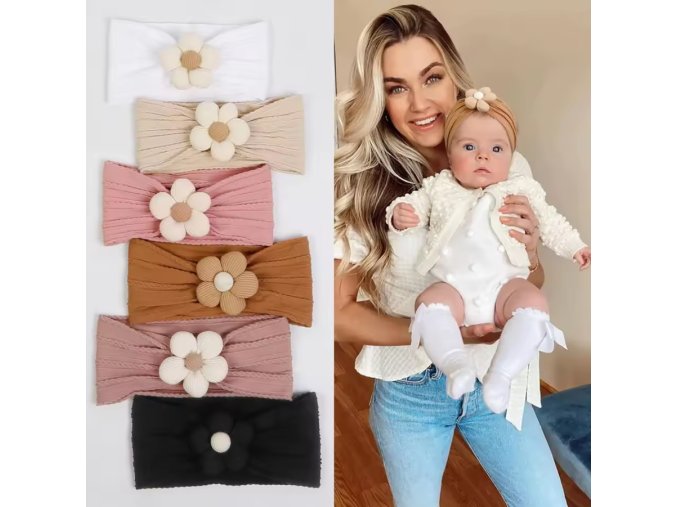 Elastická čelenka s kytičkou pro mimi holky (23 variant)