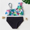Plavky bikini pro holčičky s jednobarevným spodním dílem