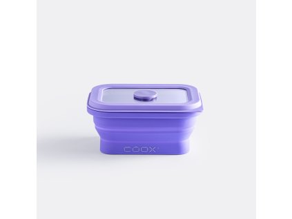 Skládací silikonová krabička na jídlo coox 250 ml se skleněným víčkem