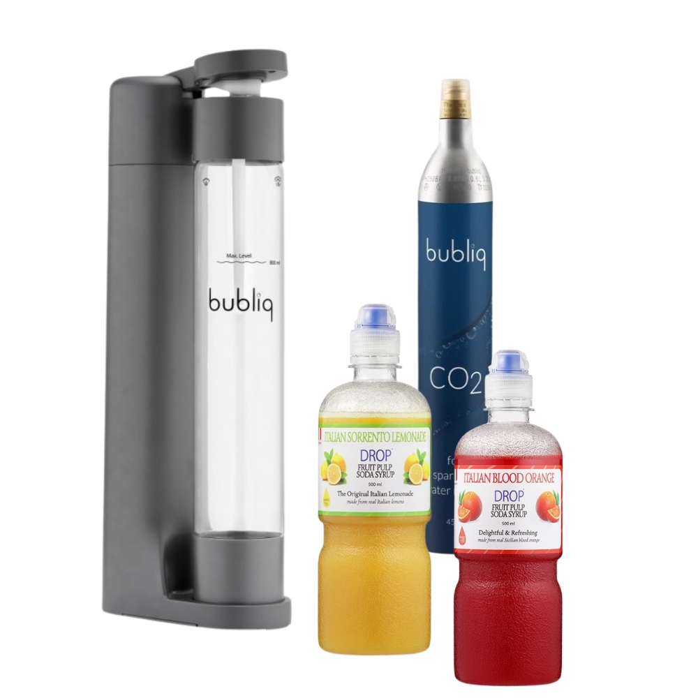 Set výrobníku sody bubliq + bombička CO2 + 2 sirupy Barva: Šedá matná