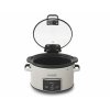 SAP crock pot digital slow cooker 3.5L hinged lid open mushroom chrome raised angle straight on