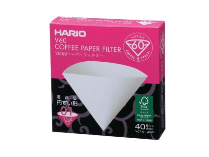 Hario V-60 kávové filtry, vel. 01, (40 ks), bílé