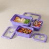 Skládací silikonová krabička na jídlo coox 1 l  se skleněným víčkem, lila