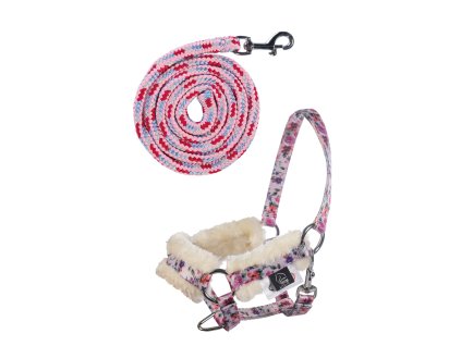 Ohlávka s vodítkem pro HOBBY HORSING Print Flower HKM