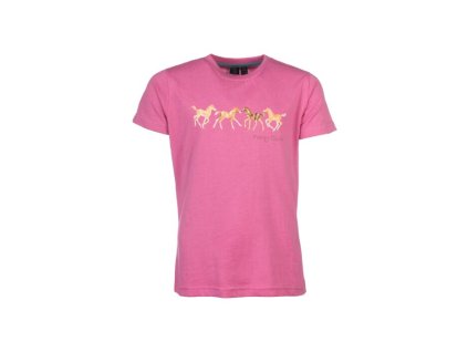 Dětské jezdecké tričko Pony Club HKM – růžové, 100% bavlna