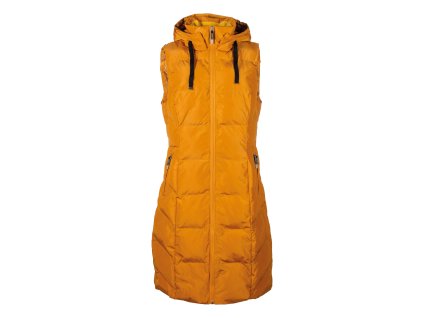 Dlouhá jezdecká vesta AREZZO  hnědá a hořčicová barva