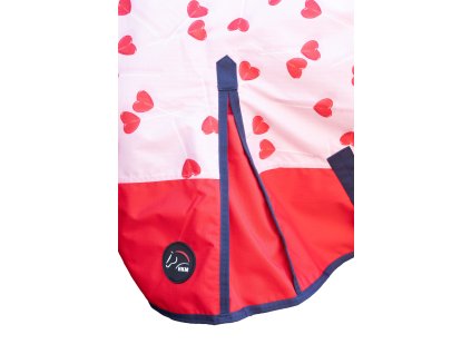 Deka výběhová Lollipop 600D 100 g HKM – růžovo-červená se srdíčky