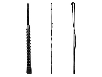 Nylonový bičík na lonžování, jednodílný, bez kroužku, s plastovou rukojetí (Barva černá, Velikost 180 cm)