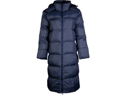 Dlouhý jezdecký kabát PRESTON – odepínací kapuce, modrý, HKM