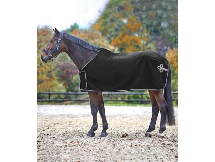 Deka odpocovací fleesová sponzorská Waldhausen (Barva černá/stříbrná, Velikost 135 cm)