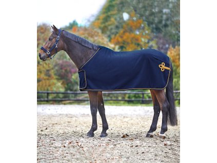 Deka odpocovací fleesová sponzorská Waldhausen (Barva modrá/zlatá, Velikost 135 cm)
