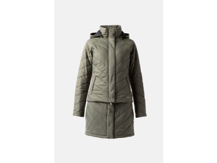 Horze zateplená jezdecká parka Aurora – odnímatelná sukně, zelená  Vodoodpudivá, prodyšná a vysoký límec