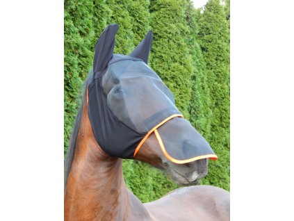 Maska proti hmyzu s odnímatelným nosním dílem  Černá s oranžovým lemem