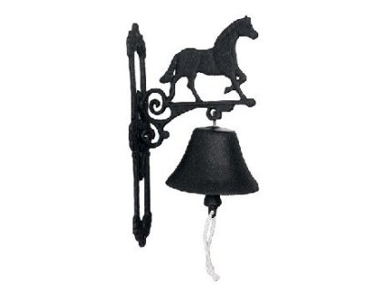 Litinovy zvonek cerny s konikem HKM 0202201516035996164
