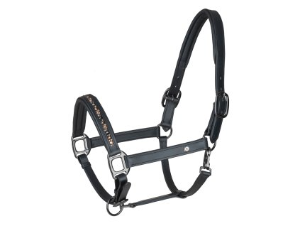 Ohlávka kožená X-Line Crystal Waldhausen (Barva černá/šedá, Velikost PON)