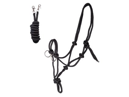 Ohlávka provazová s otěžemi Waldhausen (Barva černá, Velikost PON)