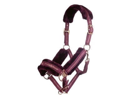 Ohlávka ROSEGOLD HKM s plyšovým podložením, vínová