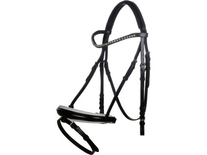 Kožená uzdečka HKM Flora – černá  se švédským nánosníkem