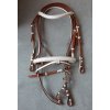 Kožená uzdečka včetně kožených otěží – bílá podložení