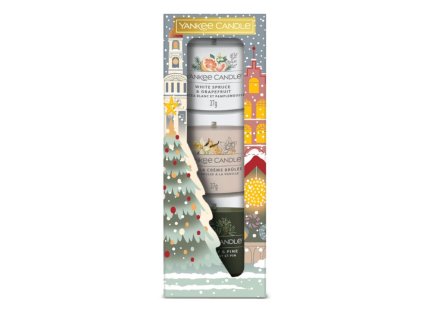 YANKEE CANDLE YANKEE CANDLE VÁNOČNÍ DÁRKOVÁ SADA 3KS VOTIV VE SKLE - (bílá sada)