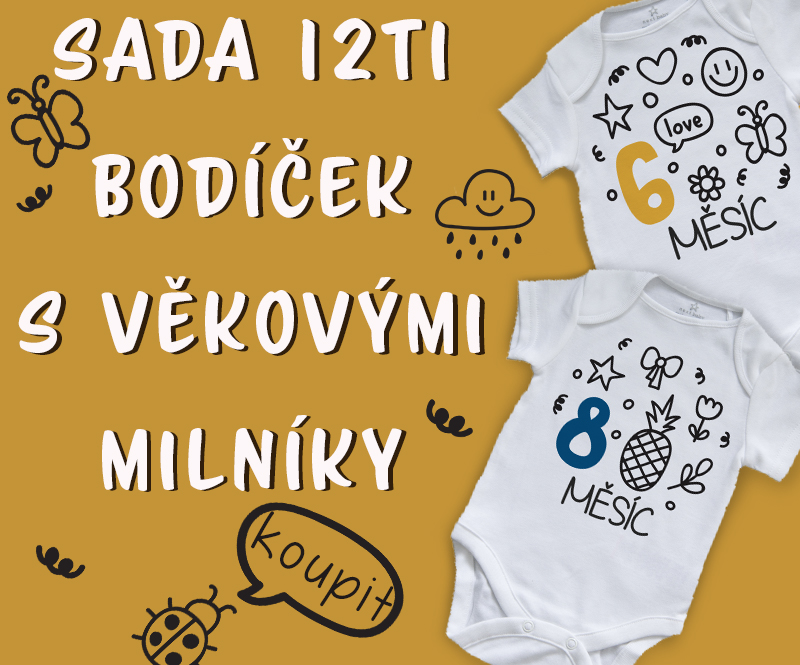 sada bodíček s věkovými milníky